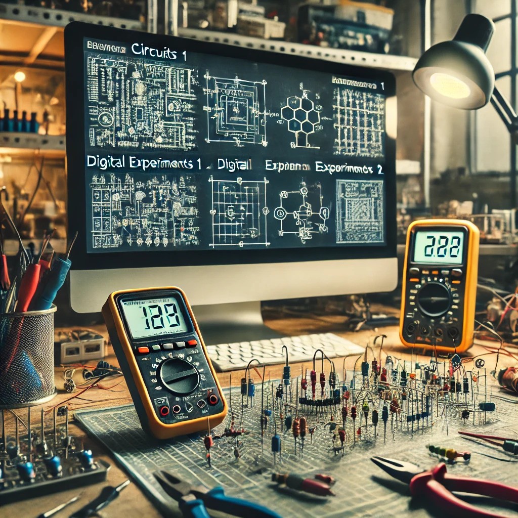 Circuits experiments 1 and 2 and digital experiment 1 and 2
